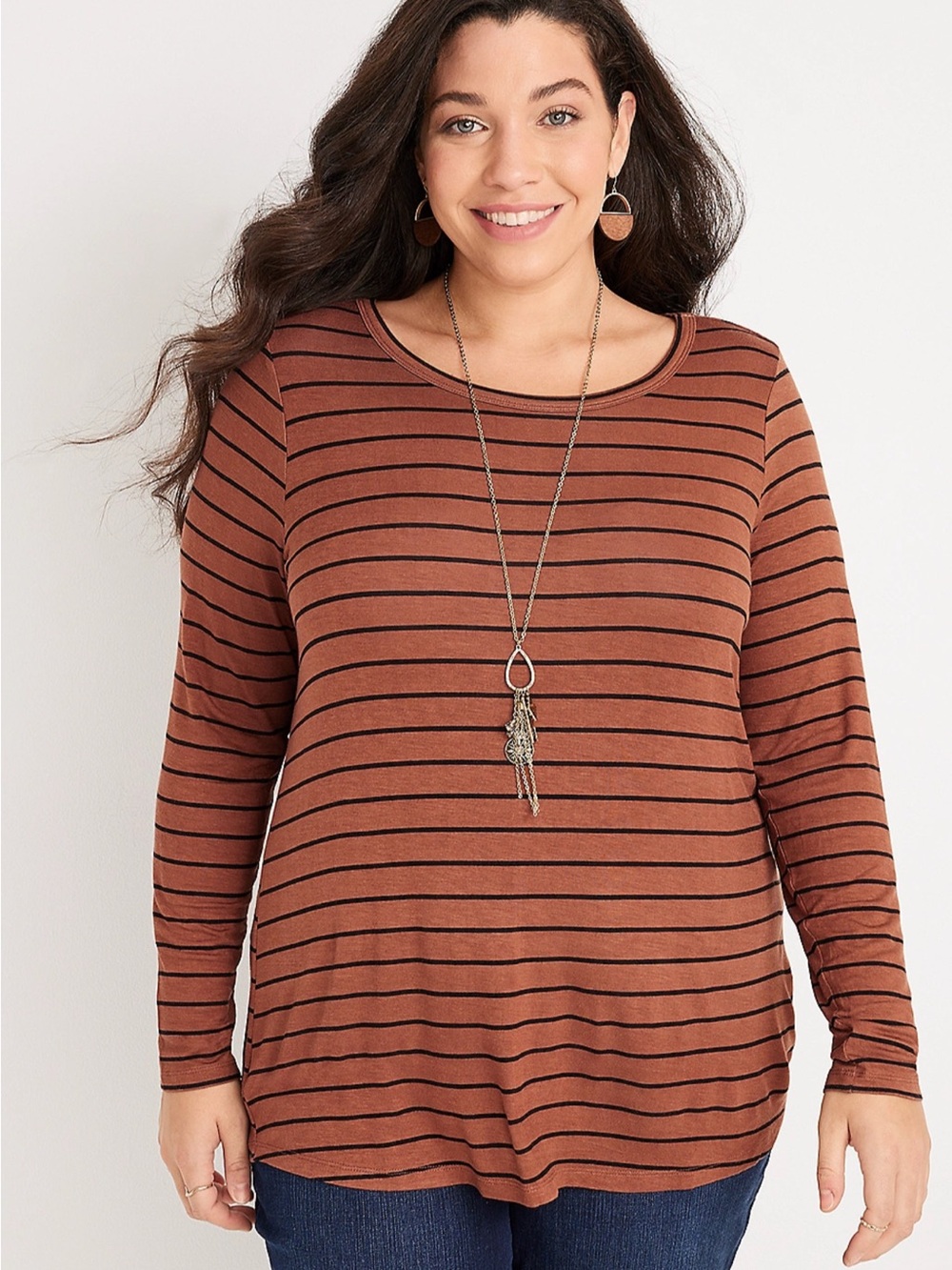 Maurice’s brown striped long sleeve tee size large
